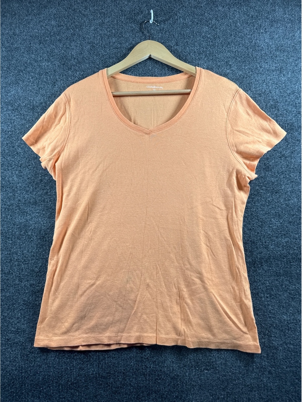 Croft & Barrow Women’s XL Orange Peach V Neck Short Sleeve Cotton T Shirt